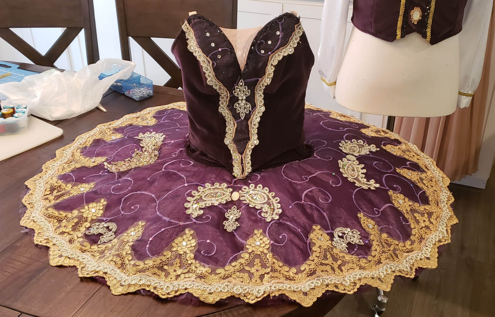 Purple and gold ballerina costume